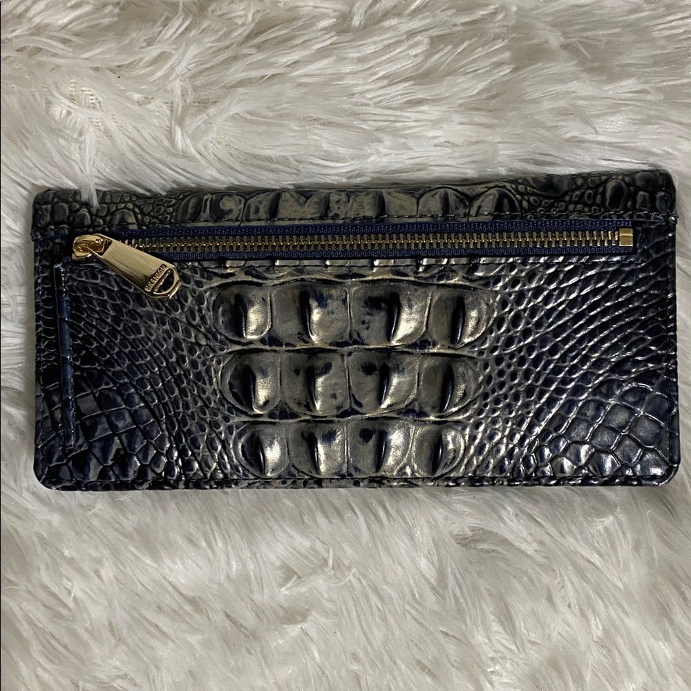 Brahmin Twilight Blue Croc Embossed Wallet. - Picture 2 of 4